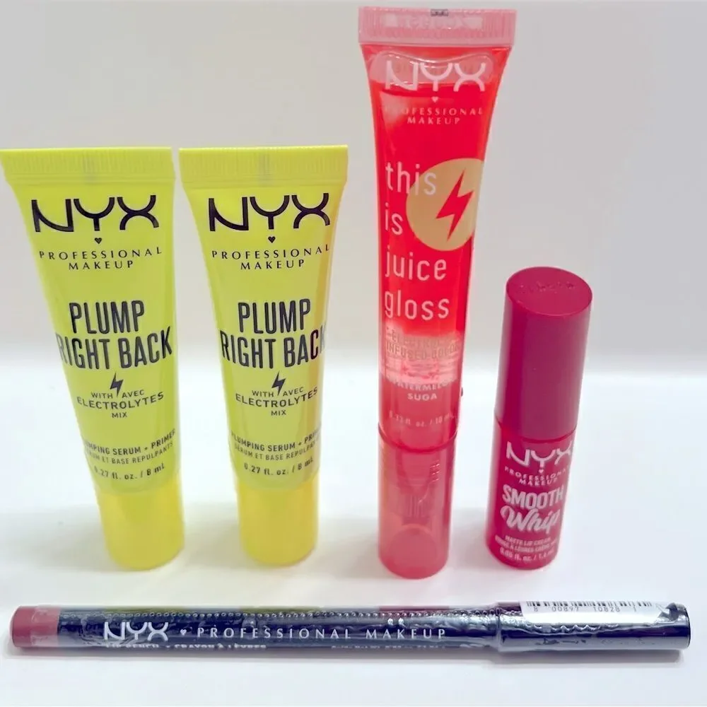 NYX Plump Right Back Primer & Serum and Lip Bundle, New